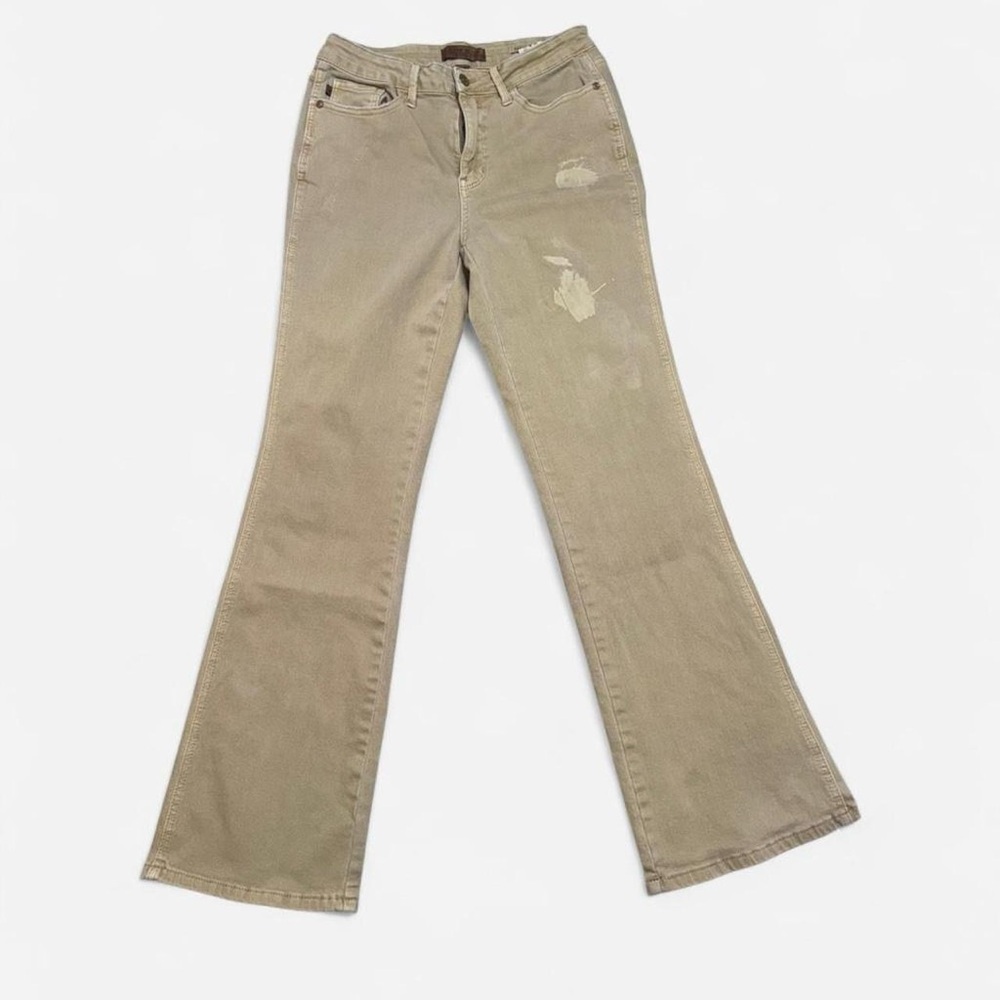 Judy Blue Garment Dyed Flare Jeans Beige Size 9/29 Retro Y2K Stretch Denim